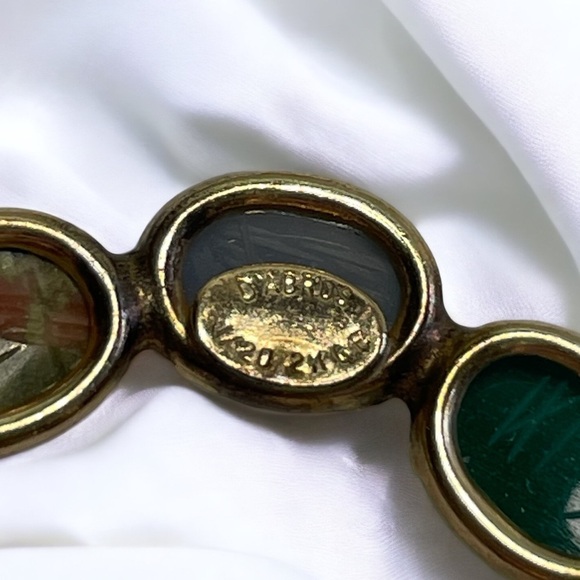 Vintage Scarab Stones Earrings & Brooch Set by D’ABROS - Picture 3 of 4